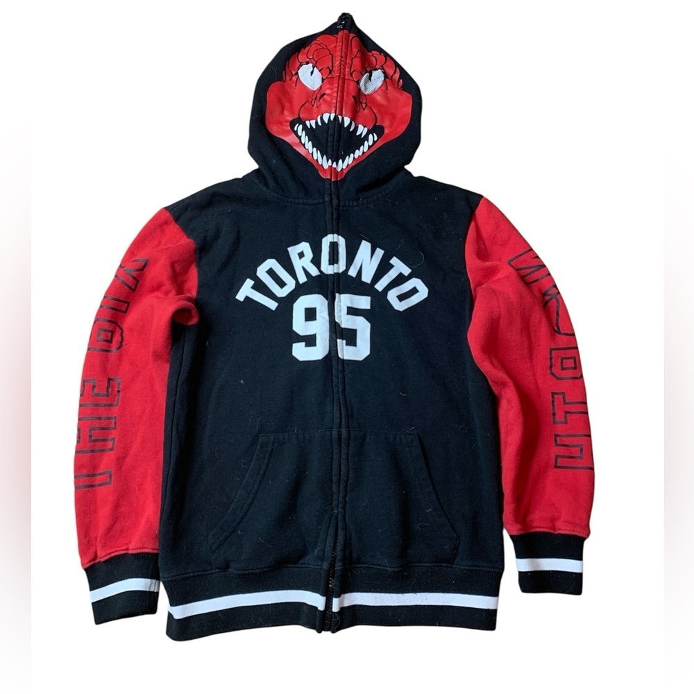 Peepin & Creepin Toronto 95 Raptors Style Shark Hood Full Zip Hoodie - Youth M